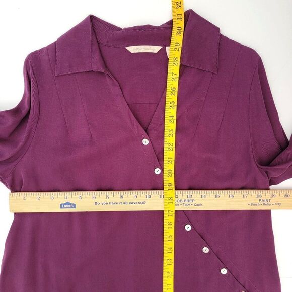 Soft Surroundings Size PM Tunic Top Washed Tencel Purple Wrap Front Asymmetric - Picture 12 of 13
